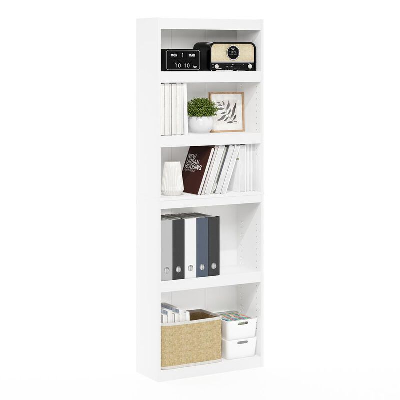 Furinno JAYA Enhanced Home 5-Tier Shelf Bookcase, White