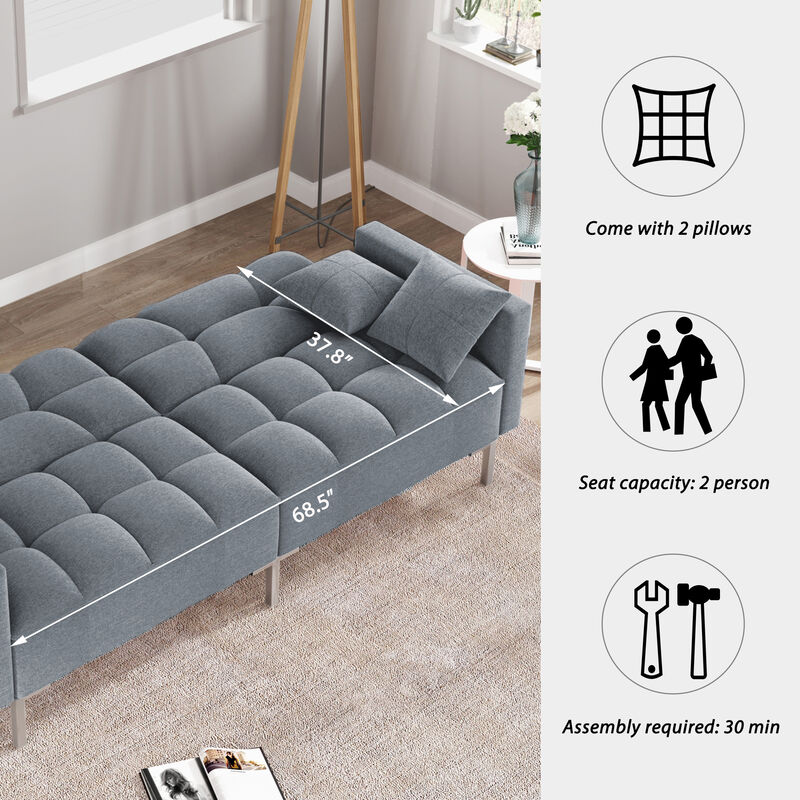 Merax Linen Upholstered Modern Convertible Folding Futon Sofa Bed for Compact Living Space