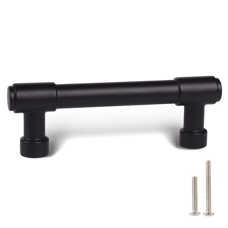 khtumeware Matte Black Cabinet Pulls - Center to Center 3"" (Approx. 76MM) - Pack of 10 - Kitchen Handles for Cabinets Cupboard