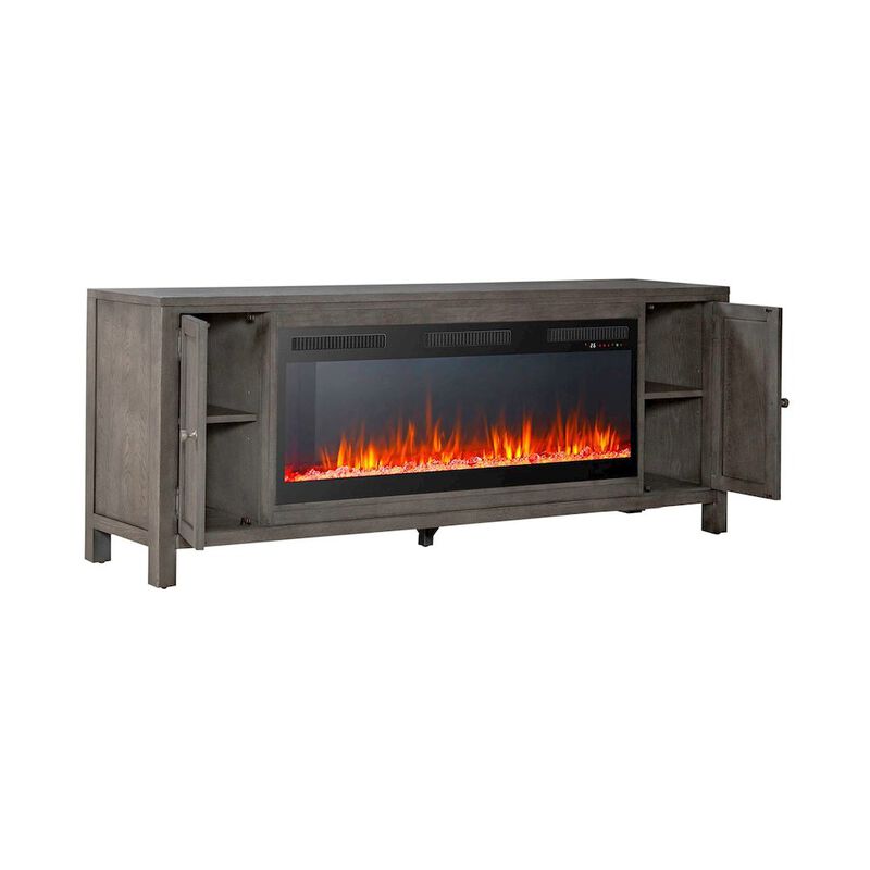 Liberty Furniture Heated LED Fireplace TV Consoles 78 Inch - Dusty Charcoal with Heavy Distressing image number 3