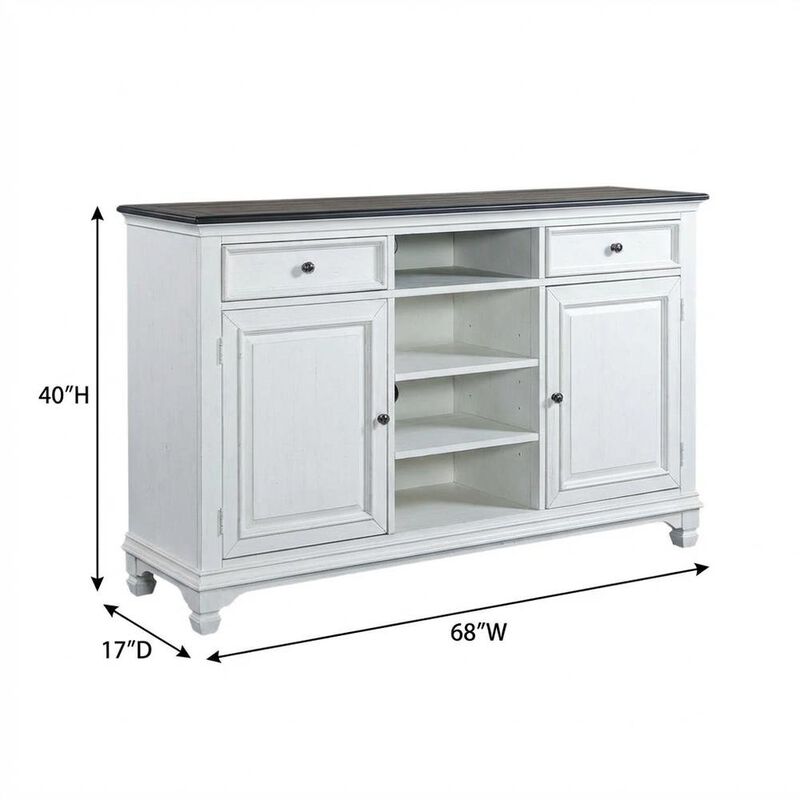 Liberty Furniture White Wirebrushed Highboy TV Console with Charcoal Top in Cottage Style image number 6