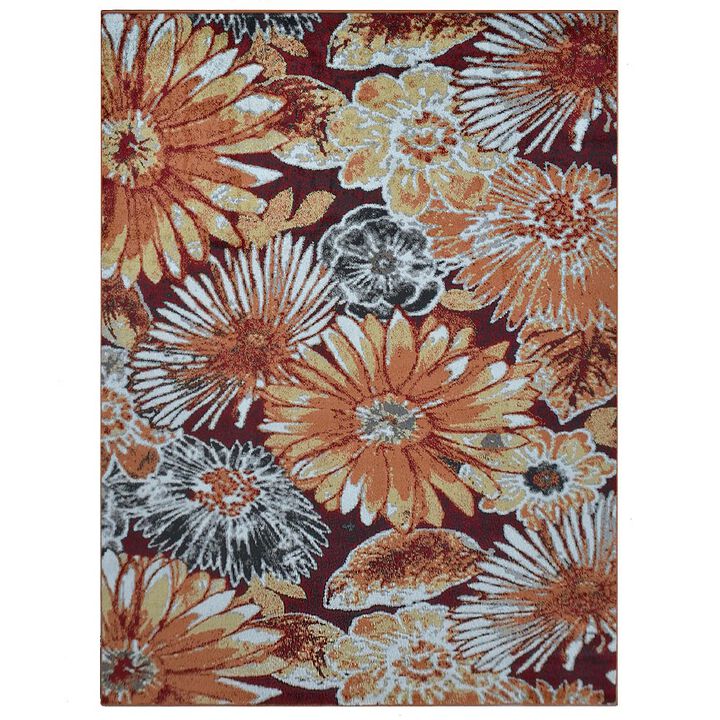 RUGSOTIC CARPETS MACHINE MADE HEATSET POLYPROPYLENE AREA RUGS  - Rectangle Shape, Floral Modern Design, Midium Pile Machine Made Area Rugs (M00030)