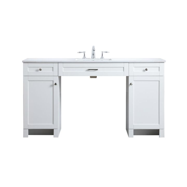 Elegant Kitchen and Bath 60 Inch ADA Compliant Bathroom Vanity In White