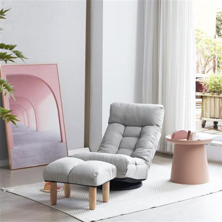 Single Reclining Sofa Chair Japanese Tatami Lazy Sofa with Adjustable Backrest for Balcony & Leisure