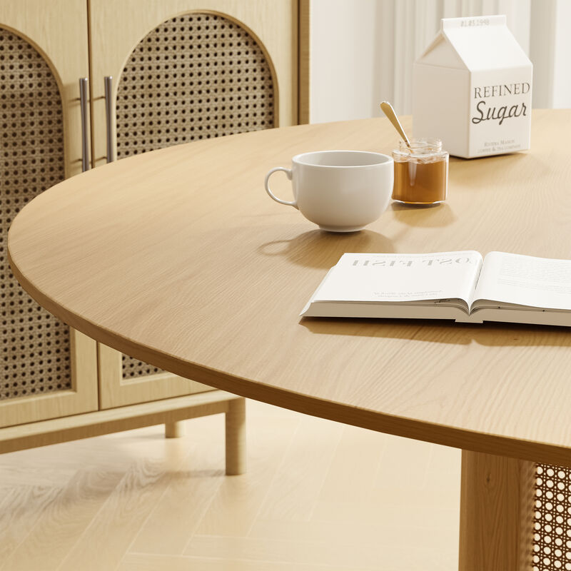 60 Cinna Modern  Wood Round Dining Table（Seats 8）