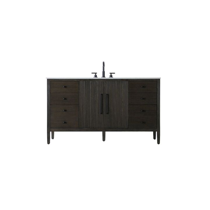 Elegant Kitchen and Bath 60 inch Single Bathroom Vanity inChocolate Oak