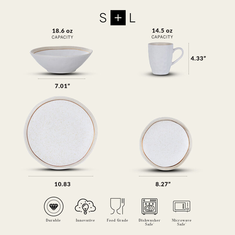 Stone Lain Clara Porcelain 16 Piece Dinnerware Set