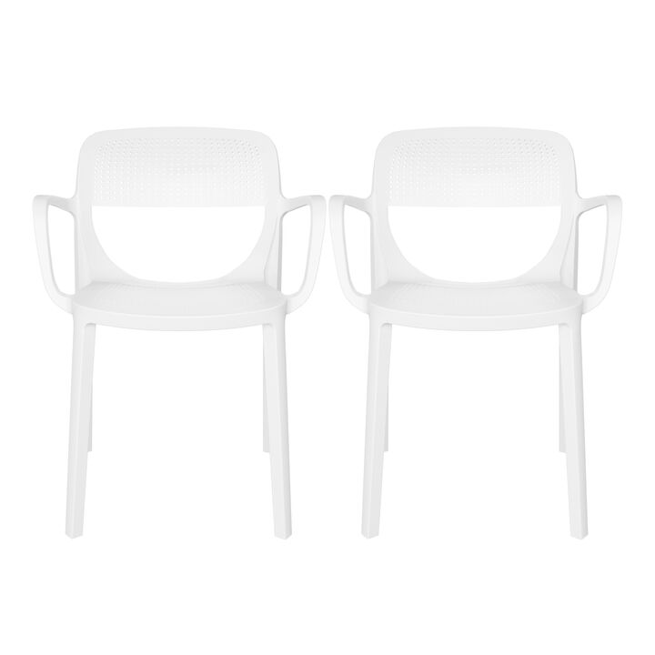 WestinTrends Outdoor Stackable Plastic Resin Patio Dining Armchair (Set of 2)