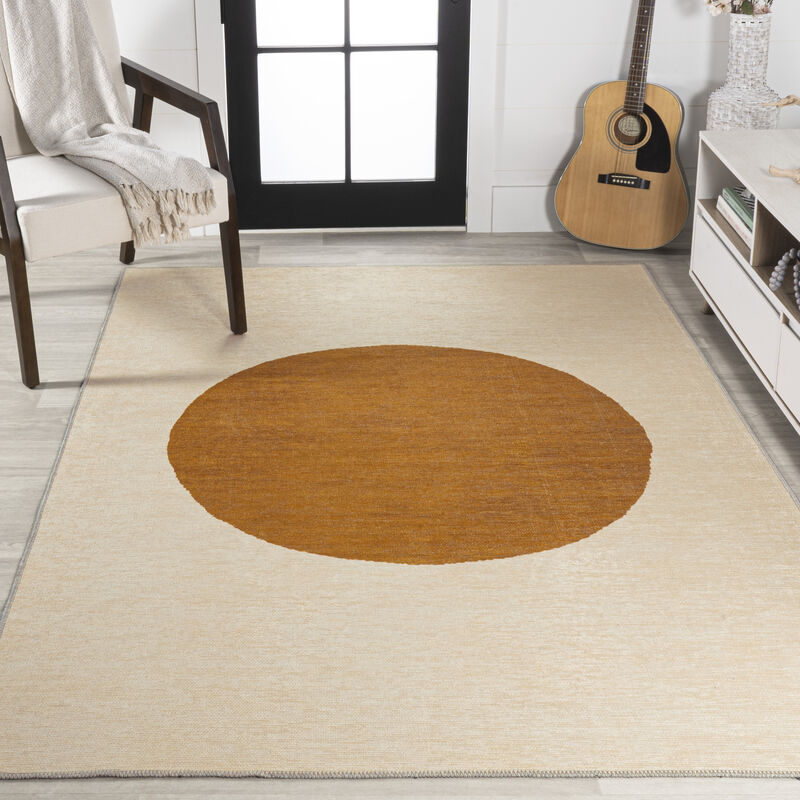 Cirkel Minimalist Geometric Dot Machine Washable Area Rug