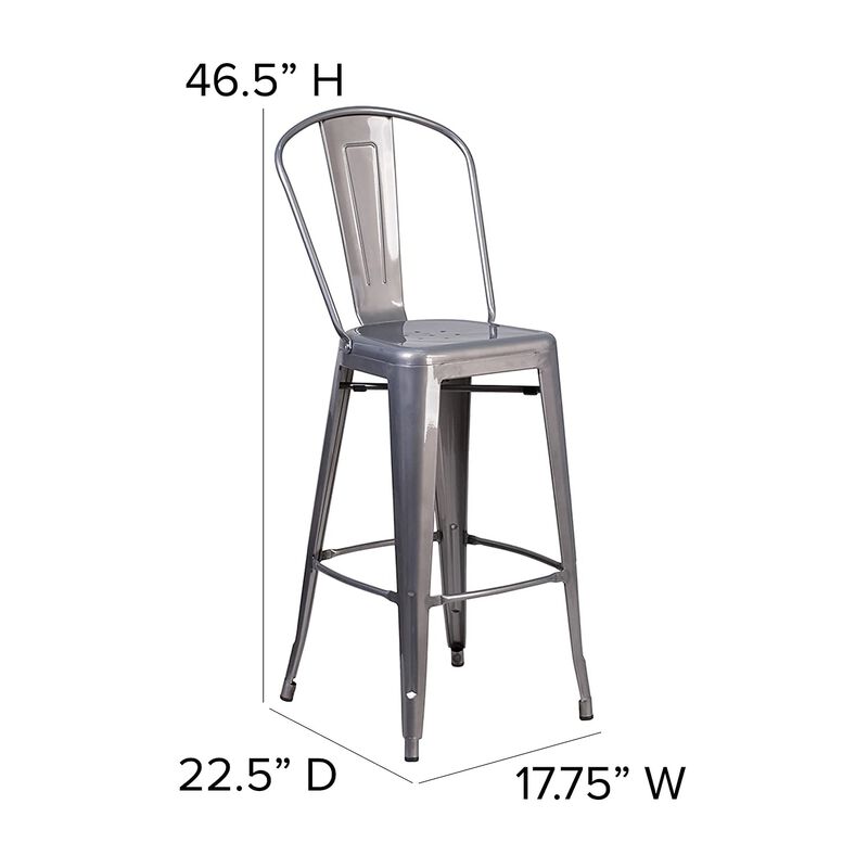 Flash Furniture 30'' High Clear Coated Indoor Barstool with Back
