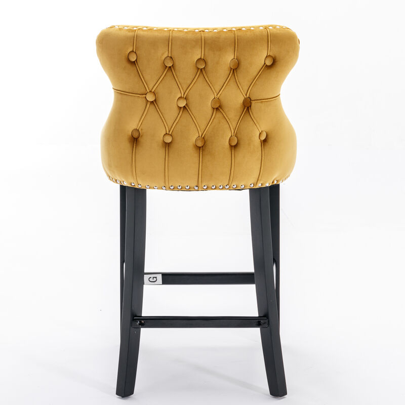 Streamdale Gold Velvet Wingback Bar Stools, Set of 2 image number 7