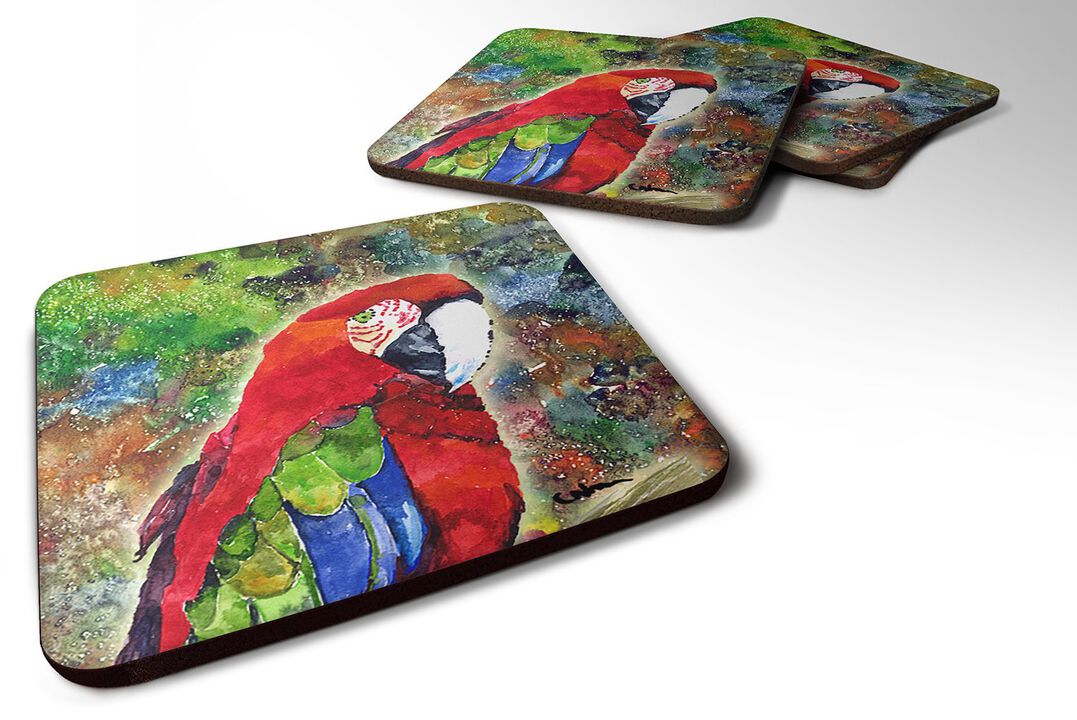Caroline's Treasures 8606FC Parrot Foam Coasters (Set of 4), 3.5 H x 3.5 W, Multicolor