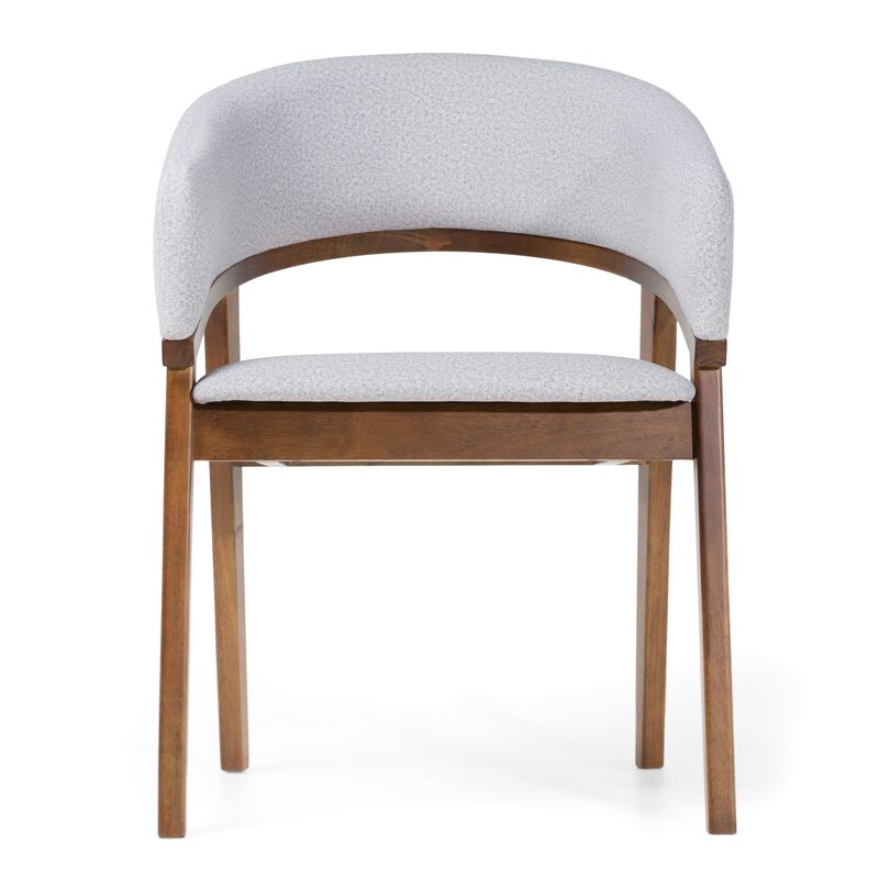 Cid Naj Dining Chair, Gray Fabric Cushions, Curved Walnut Brown Rubberwood image number 1