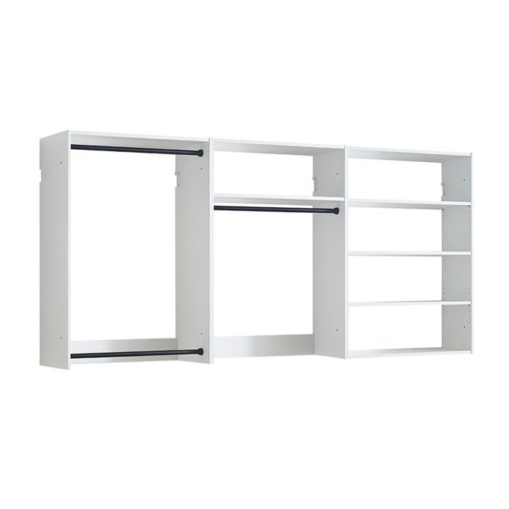 Vedz Walk in Closet w 2 Drawers, 5 Shelves, 3 Hanging Rods, White
