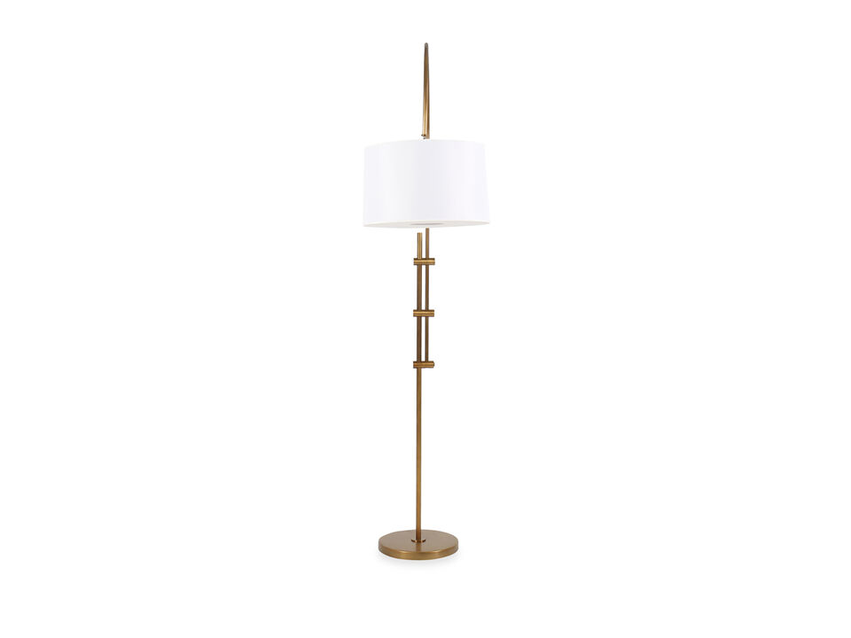 Arc Floor Lamp With Fabric Shade in Natural Brass