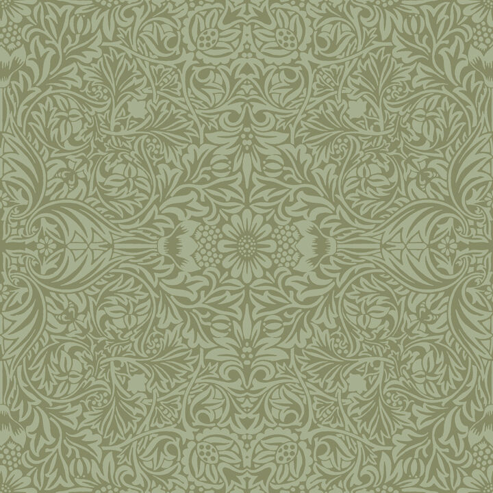Ceiling Green Intricate Floral Wallpaper (Set of 2)