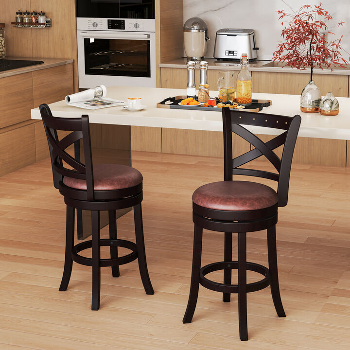 2-Piece Swivel Bar Stool Set with Upholstered Seat &ndash; Counter or Bar Height Chairs