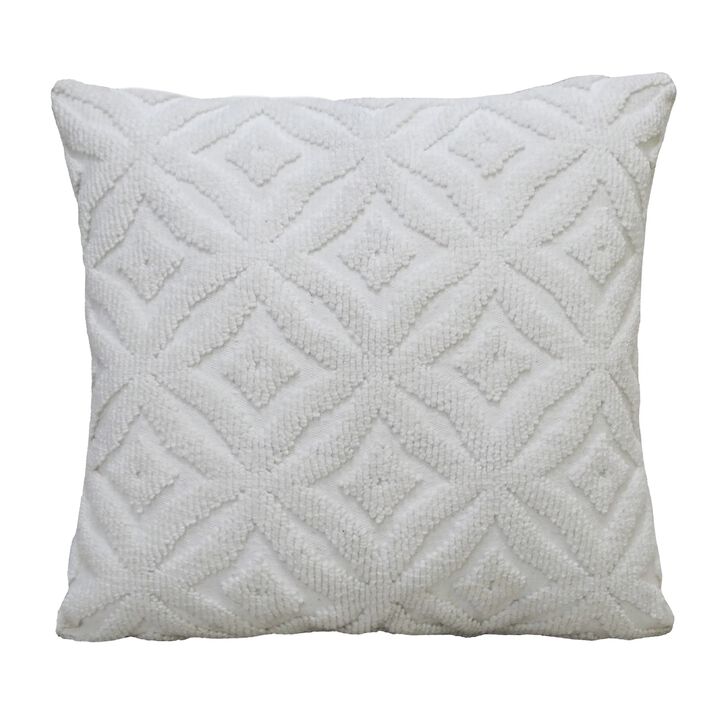 18" White Ogee Accent Throw Pillow