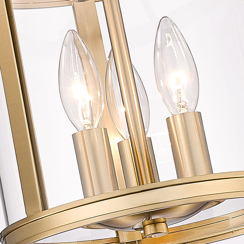 9 in. Transitional Warm Gold 3-Light Dimmable Lantern Pendant Light with Clear Glass image number 8