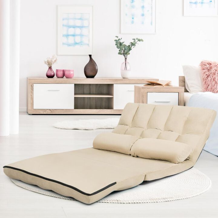 Hivvago 6-Position Foldable Floor Sofa Bed with Detachable Cloth Cover