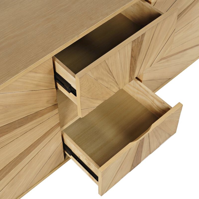 Jofran Reece 60 Mid-Century Modern Starburst TV Stand Console Storage Cabinet