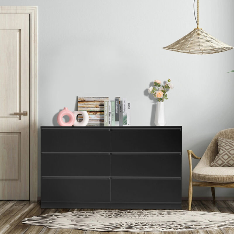 6 Drawer Double Dresser, Spacious Storage Cabinet for Bedroom, Entryway & Living Room