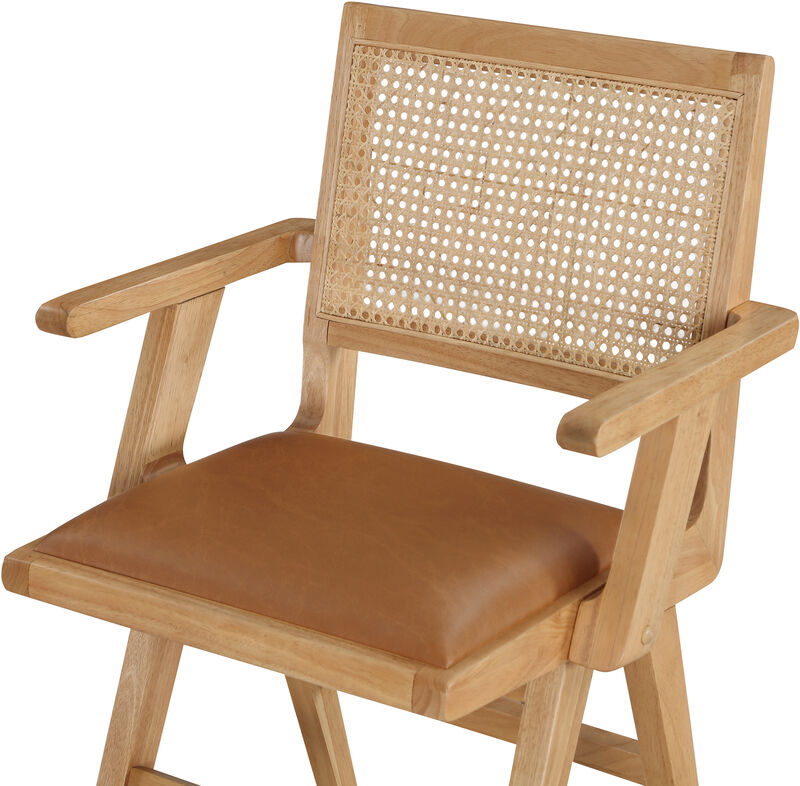 Meridian Furniture Abby Cognac Vegan Leather Dining Arm Chair, Set of 2