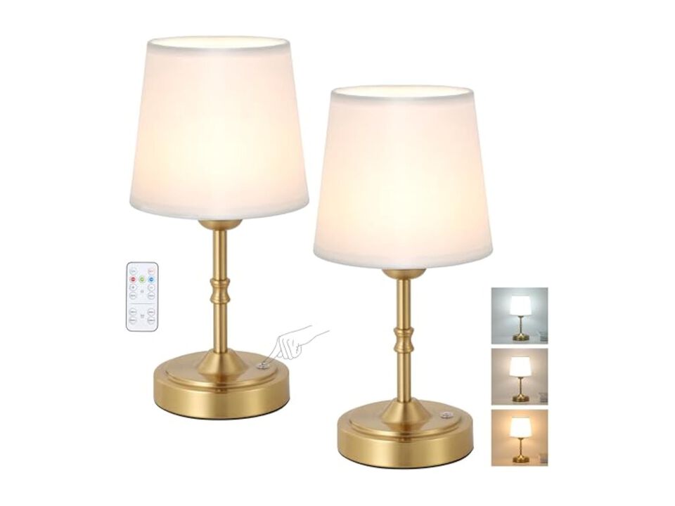 Rechargeable Cordless Dimmable Vintage 2 Pack Desk Lamps For Office Patio Gold