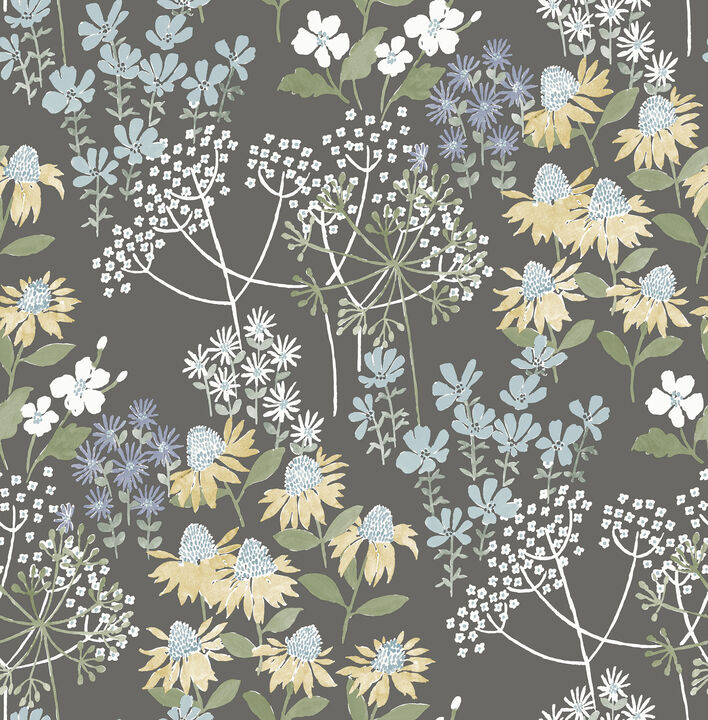 Cultivate Grey Springtime Blooms Wallpaper