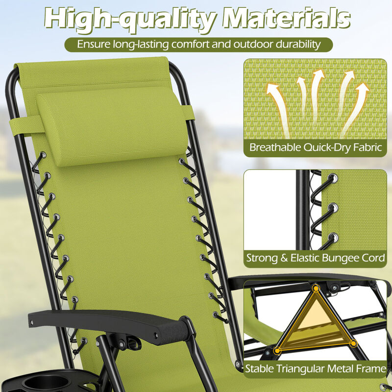 Outdoor Zero Gravity Chairs with Cup Holder and Adjustable Back image number 4