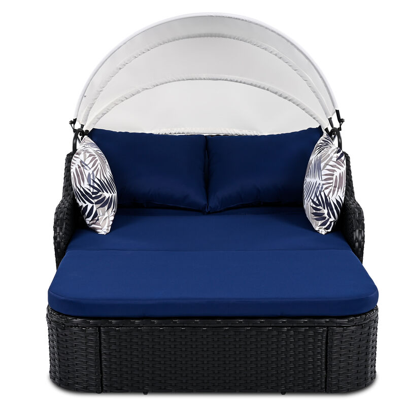 Merax Outdoor Sunbed Daybed with Adjustable Canopy