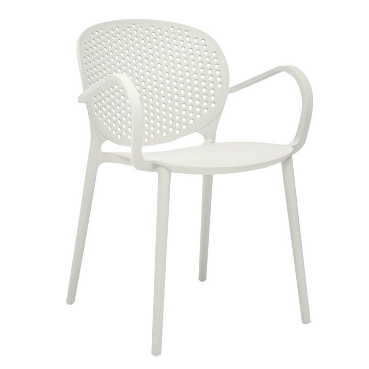 Feni 22 Inch Side Dining Armchair Set of 4, Indoor Outdoor, White Finish - Benzara
