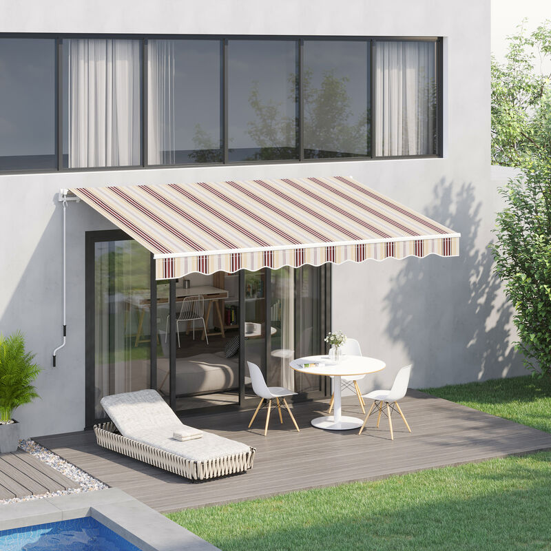 Outsunny 13' x 8' Retractable Awning, Patio Awnings, Sunshade Shelter w/ Manual Crank Handle, UV & Water-Resistant Fabric and Aluminum Frame for Deck, Balcony, Yard, Red