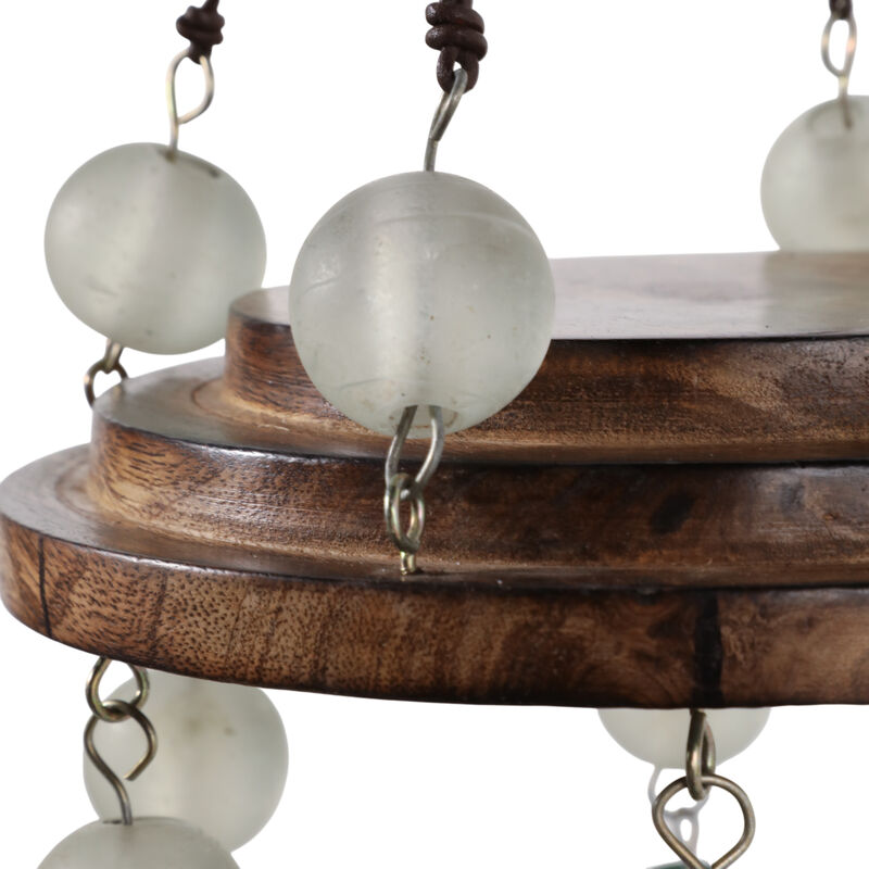 32x8" Wood & Glass Beads Chime, Teal Multi image number 4