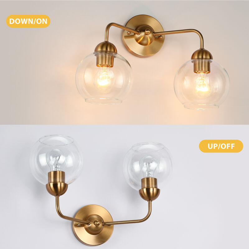 16" Modern Antique Brass 2-Light Dimmable Wall Sconce image number 4
