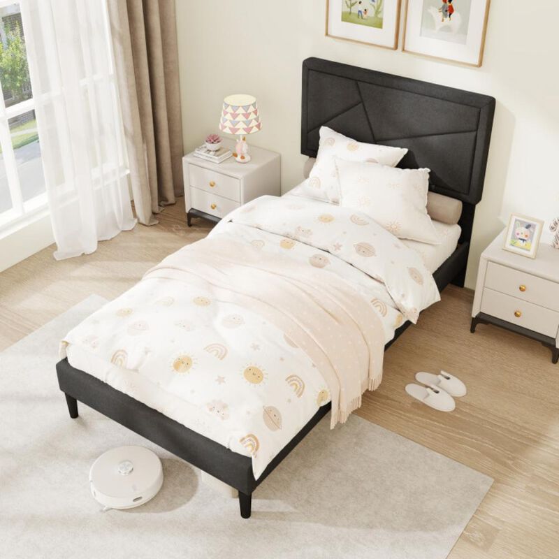 Hivvago Upholstered Platform Bed Frame with High Headboard