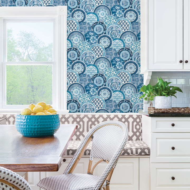 Laguna Blue Plate Wallpaper (Set of 2)