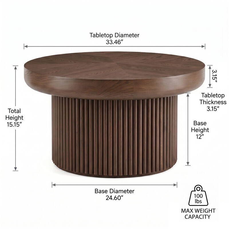 Stakda Round Fluted Coffee Table image number 9