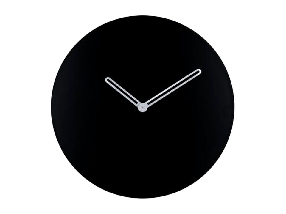 Glossy Sliver Hands Black Mdf Wooden Wall Clock 24 Cm Wood Home Decor