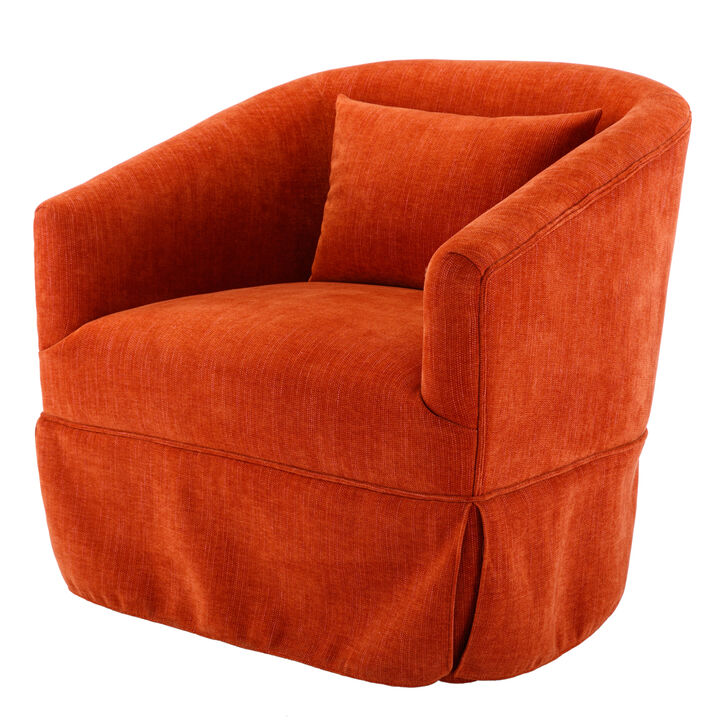 360-degree Swivel Accent Armchair Linen Blend Orange