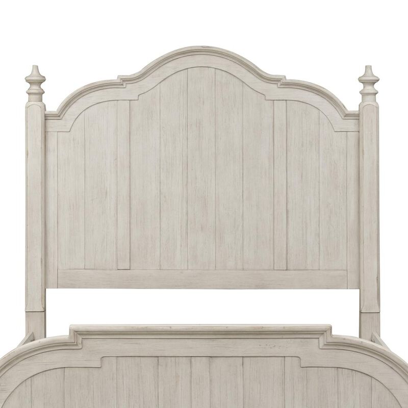 Liberty Furniture Farmhouse Reimagined Queen Poster Headboard in Antique White w/ Chestnut Top image number 0