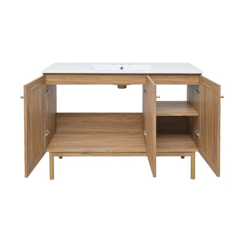 48" Freestanding Bathroom Vanity with 3-Hole Widespread Sink Top image number 4