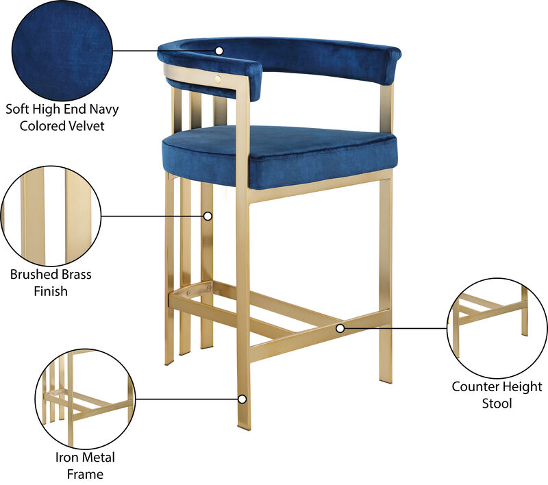 Meridian Furniture Marcello Velvet Counter Stool, Set of 2