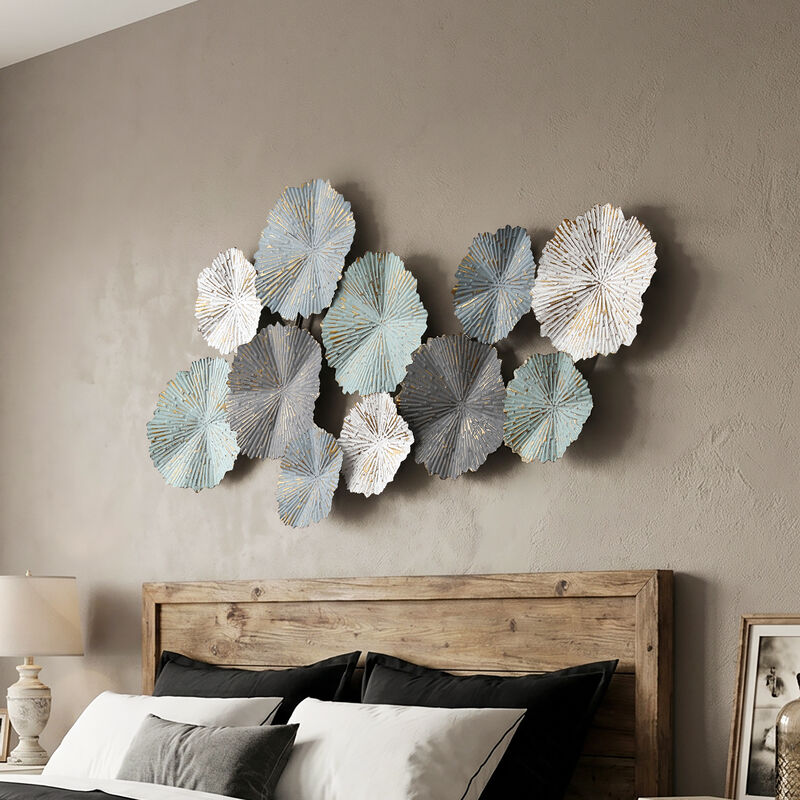 48" Abstract Lotus Metal Floral Wall Art Decor image number 3