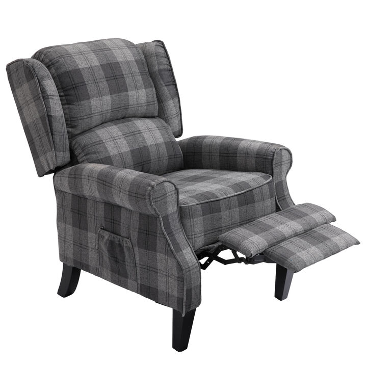 Vintage Armchair Sofa Comfortable Upholstered leisure chair / Recliner Chair for Living Room(Grey Check)