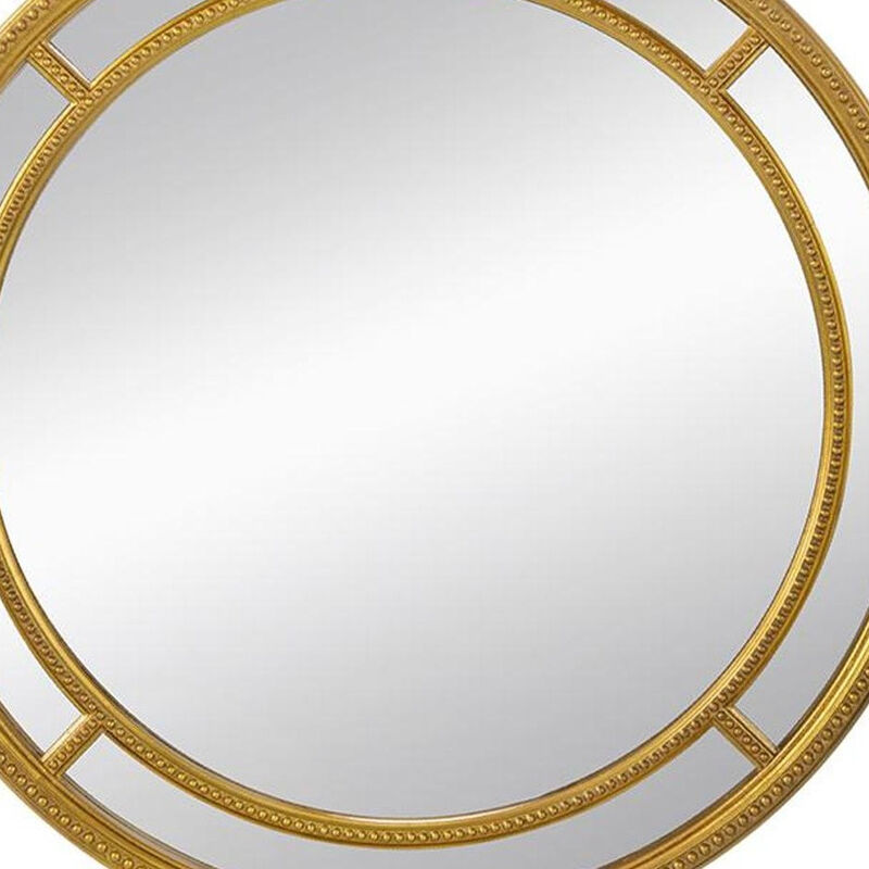 HomeRoots 35" Gold Geo Dot Round Double Frame Accent Mirror image number 2