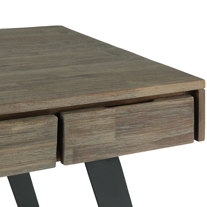 Lowry SOLID ACACIA WOOD Modern Industrial Wide Desk image number 4