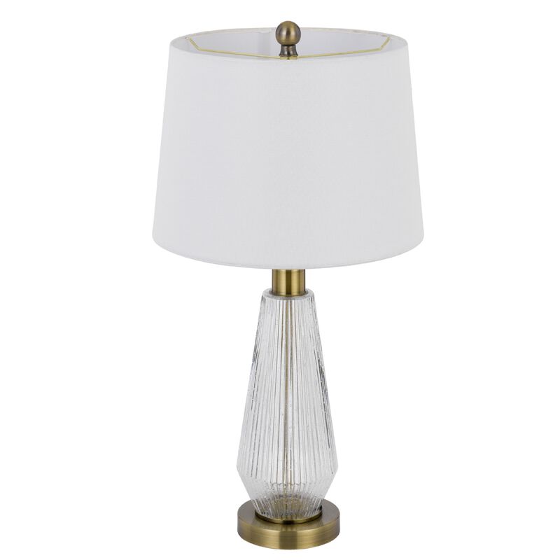 Table Lamp Set of 2, Fluted Glass Base, Antique Brass, Off White Shade image number 3