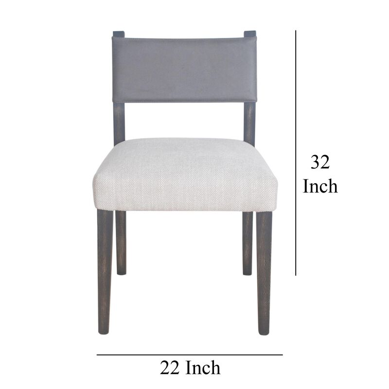 Liom Dining Side Chair Set of 2, Ash Gray Fabric, Blackwash Frame