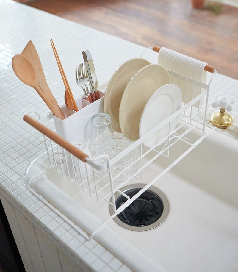Over-the-Sink Dish Rack - Steel + Wood image number 1